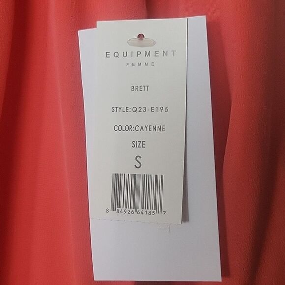 NWT Equipment S Coral Silk Button Up Modest Long Sleeve Office Shirt Top Blouse - Picture 4 of 13